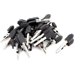26pcs Copper Plated Metal Battery Clamps Alligator Test Clips 35mm Black