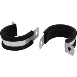 25mm Dia EPDM Rubber Lined P Clips Cable Hose Pipe Clamps Holder 2pcs