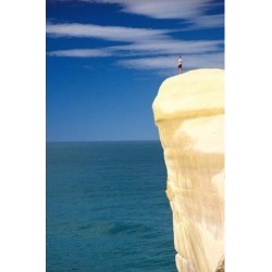 Person on Cliff Top, Tunnel Beach, Dunedin, New Zealand Poster Print by David Wall (24 x 37)