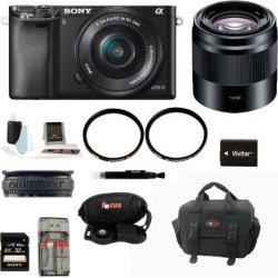 Sony a6000: Alpha A6000 Mirrorless Digital Camera with 16-50mm and 50mm Lens Bundle and Best 32GB Mirrorless Camera Kit