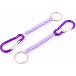 Unique Bargains 2Pcs Carabiner Hook Stretchy Spring Coil Keychain Keyring Key Holder Purple