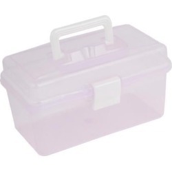 Clear Purple Medicine Box Shape 2 Layers 16 Components Storage Case