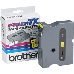 Brother TX6511 P-touch Laminated Tape,24mm (0.94') Black on Yellow tape for P-Touch 15m (50 ft)