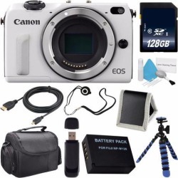 Canon EOS M3 Mark III 24.2 Mp Mirrorless Camera (International Model No Warranty) (White) + LP-E17 Replacement Lithium Ion Battery + 128GB SDXC Class