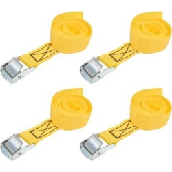 1M x 25mm Lashing Strap Cargo Tie Down Straps w Cam Lock Buckle 250Kg Work Load, Yellow, 4Pcs