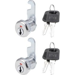 Cam Lock with 20mm Cylinder Length 39mm Cam Chrome Finish Keyed Different 2 Pcs