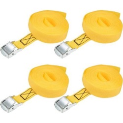 5M x 25mm Lashing Strap Cargo Tie Down Straps w Cam Lock Buckle 250Kg Work Load, Yellow, 4Pcs