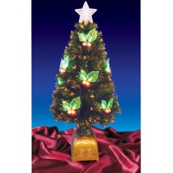 4' Pre-Lit Potted Color Changing with Holly Berries Artificial Christmas Tree - Multicolor LED Lights