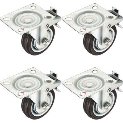 Unique Bargains4 Pack 3-inch Brake Caster Wheel, Swivel Plate, 110 lbs. Load Capacity Each