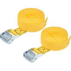 6M x 38mm Lashing Strap Cargo Tie Down Straps w Cam Lock Buckle 500Kg Work Load, Yellow, 2Pcs