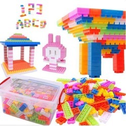 216-Piece Plastic Kids Puzzle Educational Building Blocks Bricks Toys DIY Bloks Toy Set
