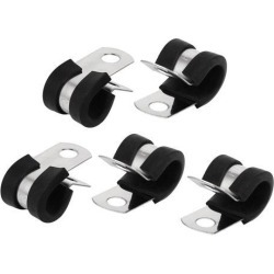 10mm Dia EPDM Rubber Lined P Clips Cable Hose Pipe Clamps Holder 5pcs