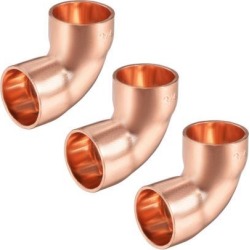 3/4-inch ID 90 Degree Copper Elbow Short-Turn Copper Fitting Conector for Plumbing 3pcs