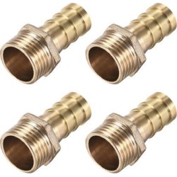 Brass Barb Hose Fitting Connector Adapter 14mm Barbed X G1/2 Male Pipe 4pcs