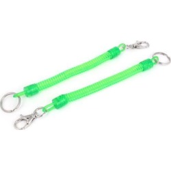 2 Pcs Lobster Clasp Stretchy Sprial Spring Coil Keychain Strap Key Holder Green