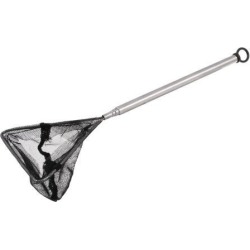 Unique Bargains 2.8' x 2.8' Triangle Telescopic Handle Landing Net Fishing Fish Angler Mesh Red Black Sliver Tone White