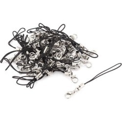 Unique Bargains 50 Pcs Black Mobile Cell Phone Cords Strap Lariat w Lobster Clasp