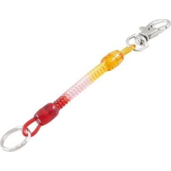 Unique Bargains Lobster Hook Yellow Pink Red Spring Coil Keyring Keychain Key Chain Strap Rope