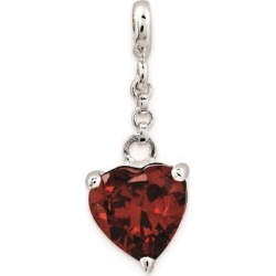 Sterling Silver Dark Red CZ Heart 1/2in Dangle Enhancer