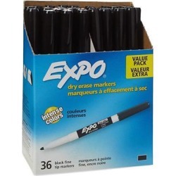 EXPO Low Odor Dry Erase Marker Fine Point Black 36/Box 1921062