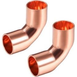3/8-inch ID 90 Degree Copper Elbow Short-Turn Copper Pipe Fitting Conector for Plumbing 2pcs