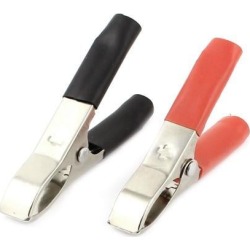 Pair Red Black Insulated Rubber Boot Car Battery Alligator Clip Test Clamp
