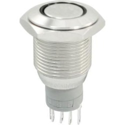 24V White Illuminated LED 5 Pins Stainless Latching 16mm Button Switch NO NC