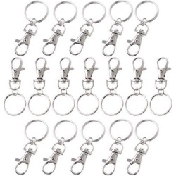 Unique Bargains 17 x Silver Tone Swivel Lobster Clasp Hook Split Ring Key Chain Keyring