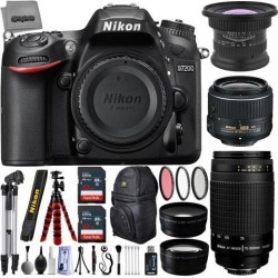 Nikon D7200 24.2MP 1080P DSLR Camera w/ 3.2' LCD - Wi-Fi & GPS Ready + 5 Lens - 15 to 300mm - 64GB - 30PC Kit - Nikon 18-55VR - Nikon 70-300G Lens -