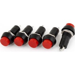 Unique Bargains Red Cap SPST N/O OFF-(ON) Round Momentary Push Button Horn Switch 5pcs