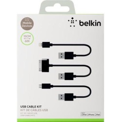 Belkin Charge/Sync Lightning, 30-PIn, & Micro USB Cable Kit - Black (F8J068bt06INBLK)