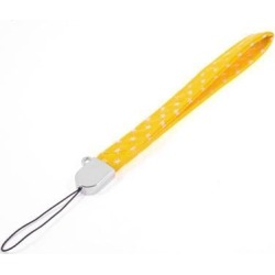 Unique Bargains Mobile Phone Camera Yellow Faux Leather Hanging Strap Charm 7' Length