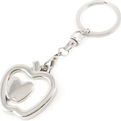 Unique Bargains Apple Photo Frame Shape Pendant Split Ring Keyring key Chain Silver Tone