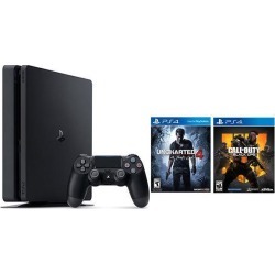 PlayStation 4 Slim Uncharted & Call of Duty Bundle: PlayStation 4 Slim 500GB Console, Uncharted 4 Game Disc, and Call of Duty Black OPS IIII Game Disc