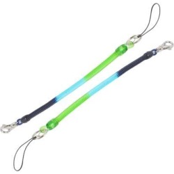 Unique Bargains 2 Pcs Plastic Lobster Clasp Spiral Coiled Strap Lanyard Keychain Tri-color