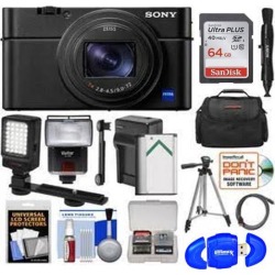 Sony Cyber-shot DSC-RX100 VI Digital Camera 64GB Card + Battery & Charger + Case + Flash + Video Light + Tripod + Kit