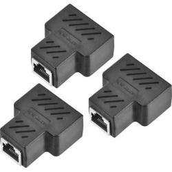 RJ45 Splitter Coupler Inline Connector 1 To 2 Splitter Cat7 Cat6 Cat5e Ethernet Cable Extender Adapter 37x44x21mm 3Pcs