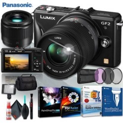 Panasonic Lumix G DMC-GF2K Digital Camera (BODY ONLY) + Panasonic Lumix G 25mm f/1.7 ASPH. Lens + Corel Program Kit + + 160 LED Video Light Camera