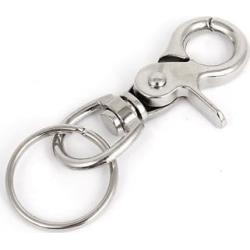 Lobster Clasp Self Closing Spring Coil Keyring Keychain 8cm Length Silver Tone