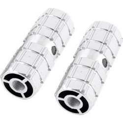 2 Pcs Silver Tone Aluminum Hexagonal BMX Mountain Bike Rear Foot Pegs
