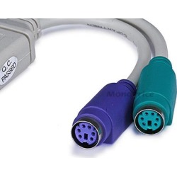 Monoprice USB A Male to Dual PS/2 Keyboard/Mouse Converter Adapter Cable