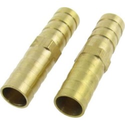 Unique Bargains 2 x Gold Tone Brass 10mm Gas Hose Straight Connector Joiner