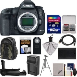 Canon EOS 5D Mark III Digital SLR Camera Body with 64GB Card + Backpack + Battery/Charger + Grip + Tripod + Kit