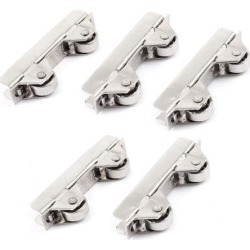 Unique Bargains Glass Wardrobe Cabinet Sliding Door Metallic Grooving Wheel Roller 5 Pcs