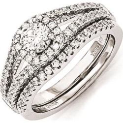 Sterling Silver & CZ Brilliant Embers 2 Piece Wedding Ring Set