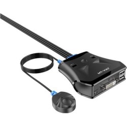 2 port DVI USB KVM Switch with External Switch Button built in cable MT-201DL