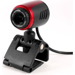 Black Red USB 2.0 Desktop PC Web Camera Webcam w Microphone