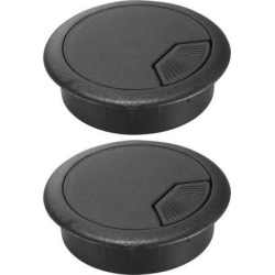 Unique Bargains Black Plastic 50mm Mounting Hole Computer Desk Table Cable Cord Grommet 2 Pcs