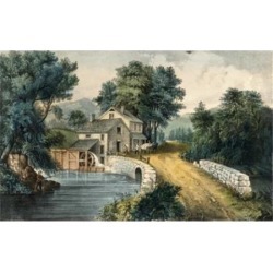 Posterazzi SAL256101 The Roadside Mill 1870 Currier & Ives 1834 -1907 American Lithograph Poster Print - 18 x 24 in.