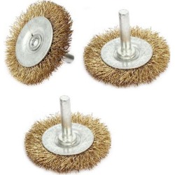 6mm Shank 50mm Dia T Shaped Steel Wire Polishing Brush 3pcs for Rotary Tool